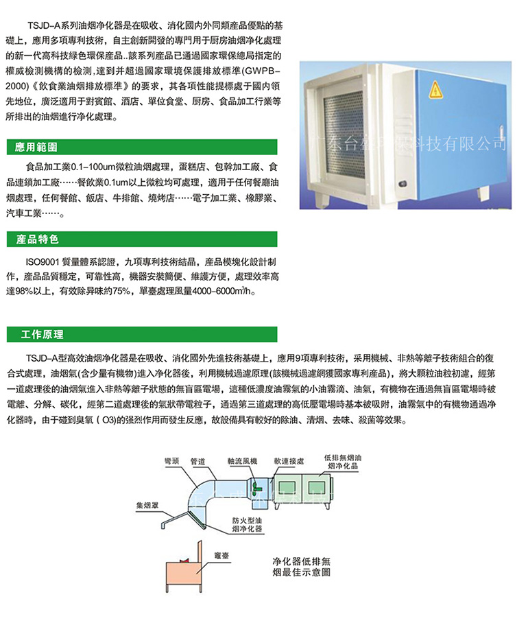 TSJD-A系列高效复合式静电油烟净化器